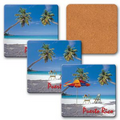 4" Square Coaster w/ 3D Lenticular Images of a Tropical Beach (Imprinted)